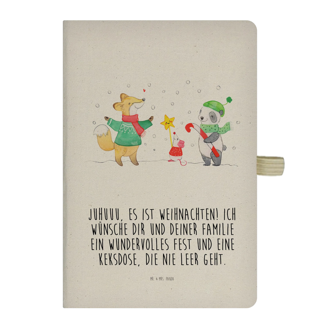 Bawełniany notatnik DIN A4 Zima radość świąteczna Zima, Boże Narodzenie, dekoracje świąteczne, Mikołaj, Adwent, Wigilia, zimowy motyw