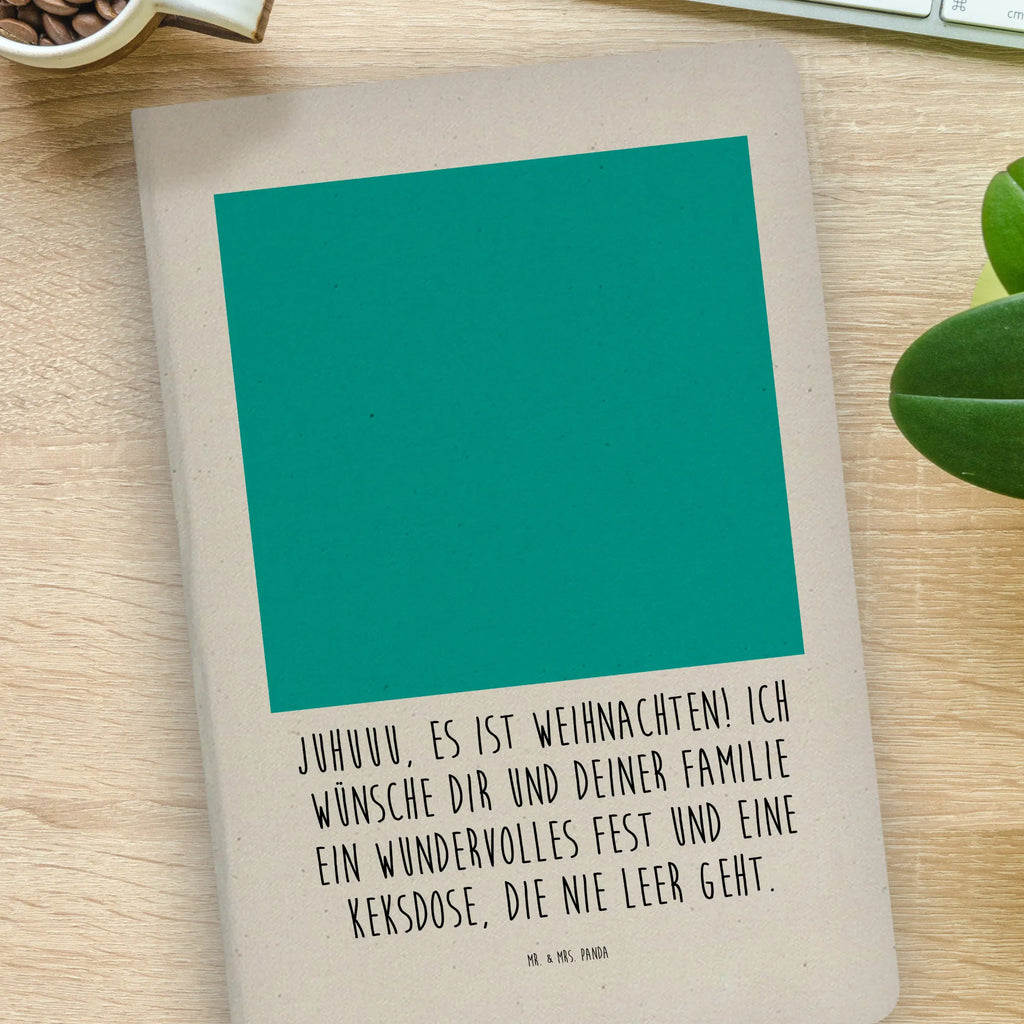 Bawełniany notatnik DIN A4 Zima radość świąteczna Zima, Boże Narodzenie, dekoracje świąteczne, Mikołaj, Adwent, Wigilia, zimowy motyw