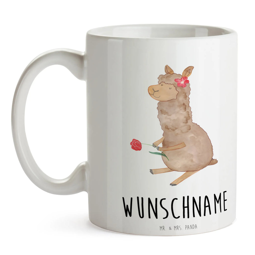 Personalisierte Tasse Alpaka Blume Namen, Drucken, Tasse mit Namen, Wunschname, Namenstasse, Personalisiert, Personalisierte Tasse, Tasse, Alpaka, Lama, Alpaka Dekoration, Alpaka Geschenk, Motiv Alpaka, Alpaka Witz, Lamas, Alpaka Zitat, Blume, Alpaka Spruch, Alpaka Dekor