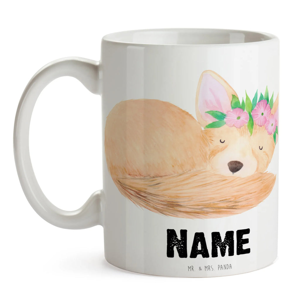 Personalised cup desert fox Flower Africa, desert fox, flowers, happy, wreath of flowers, desert