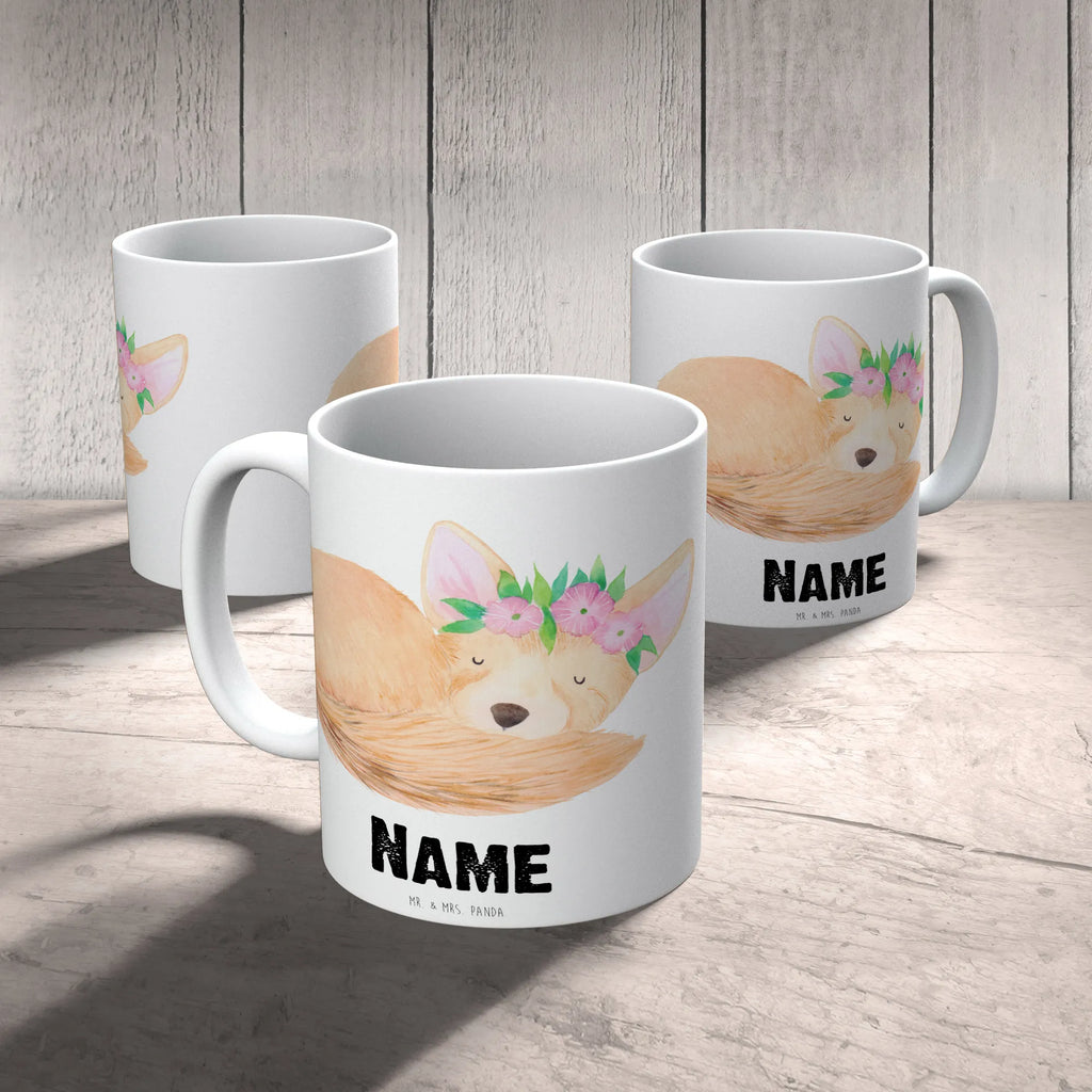 Personalised cup desert fox Flower Africa, desert fox, flowers, happy, wreath of flowers, desert