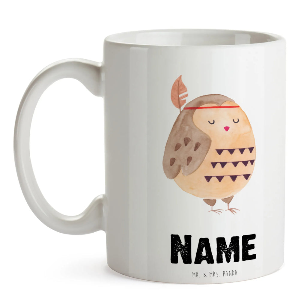 Personalisierte Tasse Eule Federschmuck Drucken, Tasse mit Namen, Namenstasse, Tasse, Namen, Personalisierte Tasse, Personalisiert, Wunschname, Eule, Dekoration, Eule Deko, Federschmuck, Reisespruch, Das Leben ist ein Abenteuer, Owl