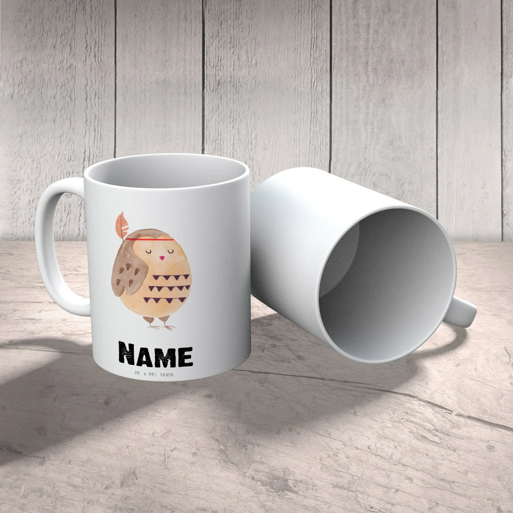 Personalisierte Tasse Eule Federschmuck Drucken, Tasse mit Namen, Namenstasse, Tasse, Namen, Personalisierte Tasse, Personalisiert, Wunschname, Eule, Dekoration, Eule Deko, Federschmuck, Reisespruch, Das Leben ist ein Abenteuer, Owl