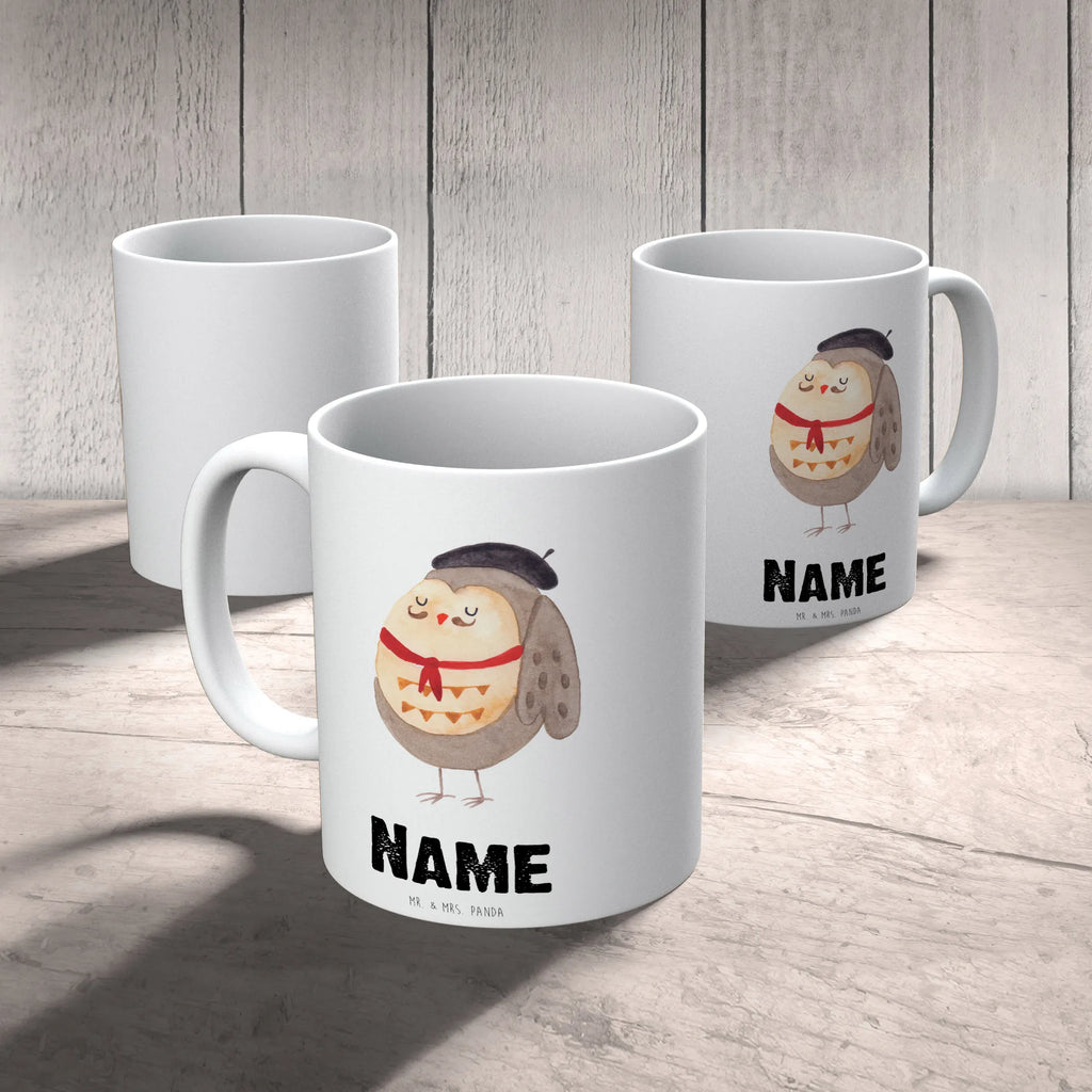 Personalisierte Tasse Eule Französisch Wunschname, Personalisierte Tasse, Personalisiert, Tasse mit Namen, Namenstasse, Tasse, Namen, Drucken, Eule, Eulen, Owl, hibou, Frankreich, das Leben ist schön, Eule Deko, La vie est belle, Spruch schön, Spruch Französisch