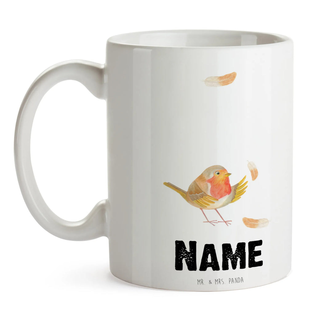 Personalised cup robin feathers small animals, cute, funny, cute animal motives, hand drawn, small world, funny sayings, good mood, happy, gifts, gift ideas, special gifts, animal lover, card, motivation pictures, motivation slogans, flying, slogan motivation, robin, What if i fall, slogan courage, bird