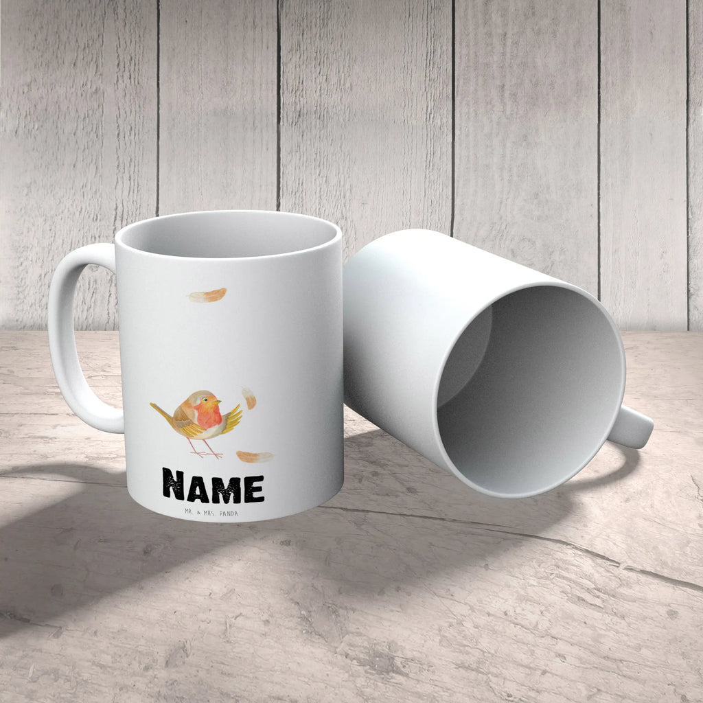 Personalised cup robin feathers small animals, cute, funny, cute animal motives, hand drawn, small world, funny sayings, good mood, happy, gifts, gift ideas, special gifts, animal lover, card, motivation pictures, motivation slogans, flying, slogan motivation, robin, What if i fall, slogan courage, bird