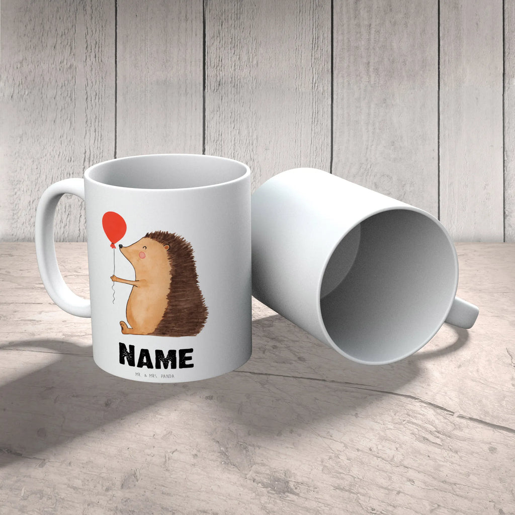 Personalisierte Tasse Igel mit Luftballon Namenstasse, Personalisierte Tasse, Personalisiert, Tasse, Drucken, Namen, Wunschname, Tasse mit Namen, Tiermotive, Gute Laune, lustige Sprüche, Tiere, Igel, Glückwunsch, Ballon, Herzlichen Glückwunsch, Geburtstagskind, Geburtstag, Happy Birthday