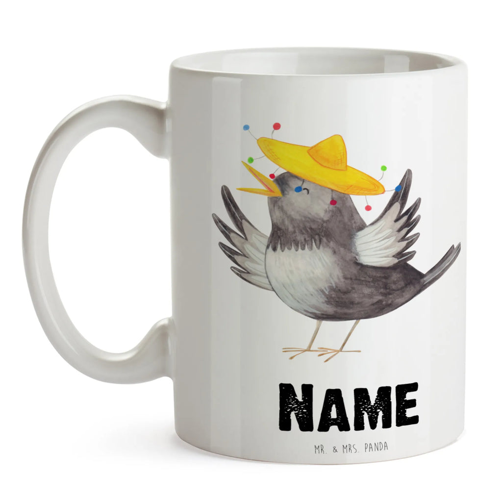 Personalisierte Tasse Rabe mit Sombrero Drucken, Personalisierte Tasse, Namenstasse, Wunschname, Tasse mit Namen, Tasse, Personalisiert, Namen, Tiermotive, Gute Laune, lustige Sprüche, Tiere, Vogel, Motivation, Elster, Rabe, Vögel, Spruch positiv, Glück Spruch, glücklich sein, fröhlich sein, froh