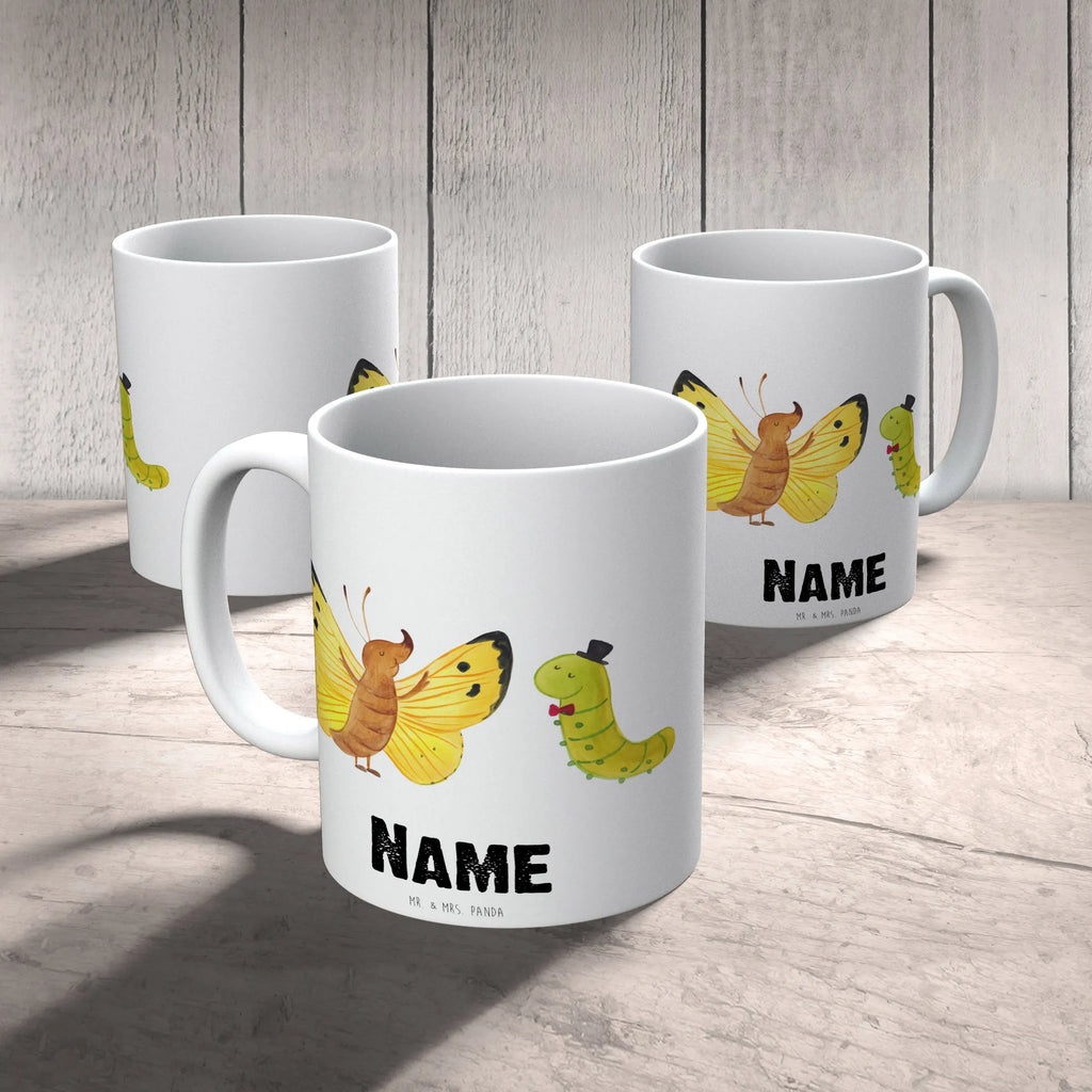 Personalisierte Tasse Raupe & Schmetterling Tasse mit Namen, Drucken, Tasse, Personalisiert, Personalisierte Tasse, Wunschname, Namen, Namenstasse, Tiermotive, Gute Laune, lustige Sprüche, Tiere, Hütchen, Erwachsen werden, Aufwachsen, Kokon, Schmetterling, Hut, Raupe, Entwicklung, Schönheit, Zitronenfalter