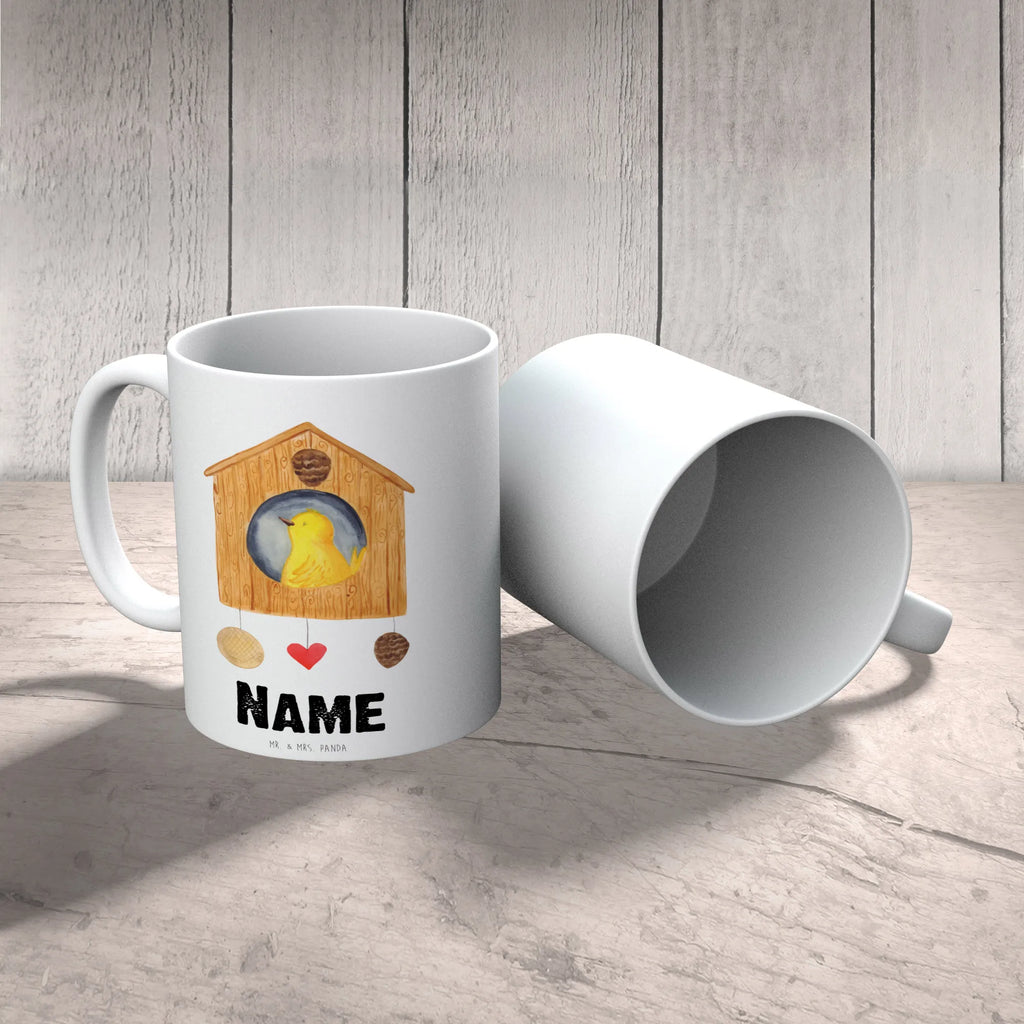 Personalisierte Tasse Vogelhaus Personalisiert, Namenstasse, Tasse mit Namen, Tasse, Personalisierte Tasse, Namen, Wunschname, Drucken, Tiermotive, Gute Laune, lustige Sprüche, Tiere, Home sweet home, Vögel, Familie, Wohnung, Lieblingsort, Vogel, Eigenheim, Zuhause, Nest, Castle, Vogelhaus, Haus, Vogelhäuschen, unser Haus