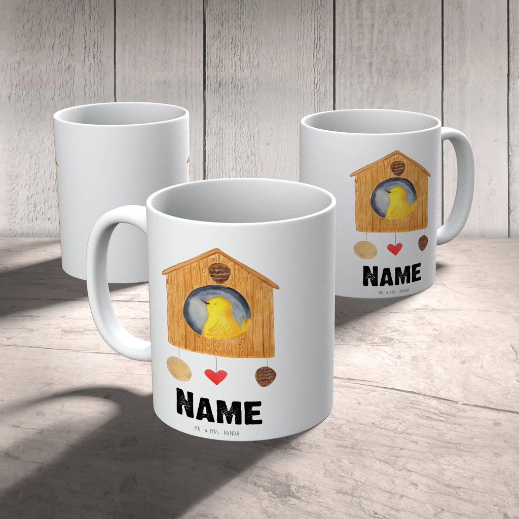 Personalisierte Tasse Vogelhaus Personalisiert, Namenstasse, Tasse mit Namen, Tasse, Personalisierte Tasse, Namen, Wunschname, Drucken, Tiermotive, Gute Laune, lustige Sprüche, Tiere, Home sweet home, Vögel, Familie, Wohnung, Lieblingsort, Vogel, Eigenheim, Zuhause, Nest, Castle, Vogelhaus, Haus, Vogelhäuschen, unser Haus