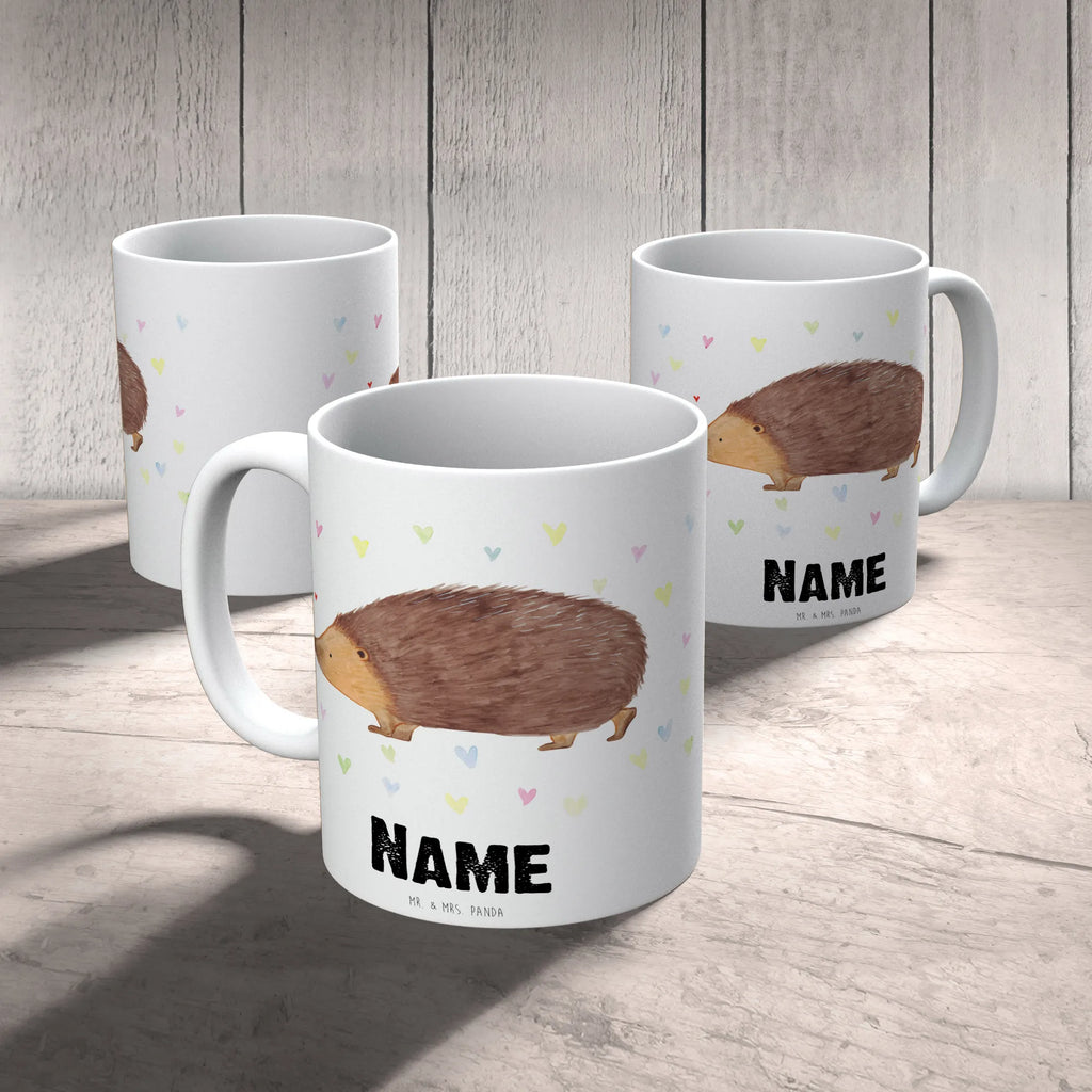 Personalisierte Tasse Igel Herzen Tasse mit Namen, Wunschname, Personalisiert, Namen, Personalisierte Tasse, Namenstasse, Drucken, Tasse, Tiermotive, Gute Laune, lustige Sprüche, Tiere, Herzen, Herz, Leben, Vertrauen, Liebe, Kuss, Igel