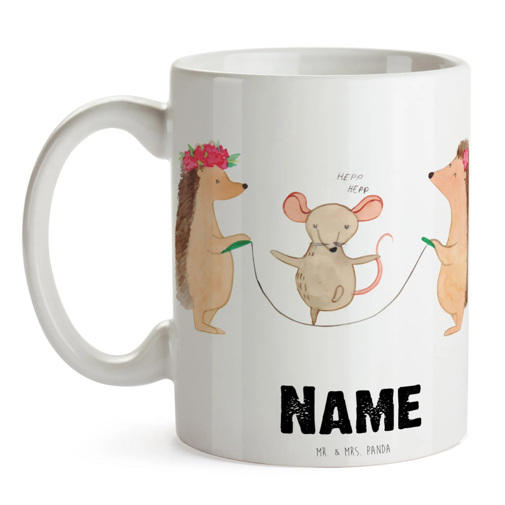 Personalisierte Tasse Igel Seilhüpfen Wunschname, Tasse mit Namen, Tasse, Personalisiert, Drucken, Namen, Namenstasse, Personalisierte Tasse, Tiermotive, Gute Laune, lustige Sprüche, Tiere, Seilspringen, Kinder, Kindergarten, Seilhüpfen, Maus, Igel