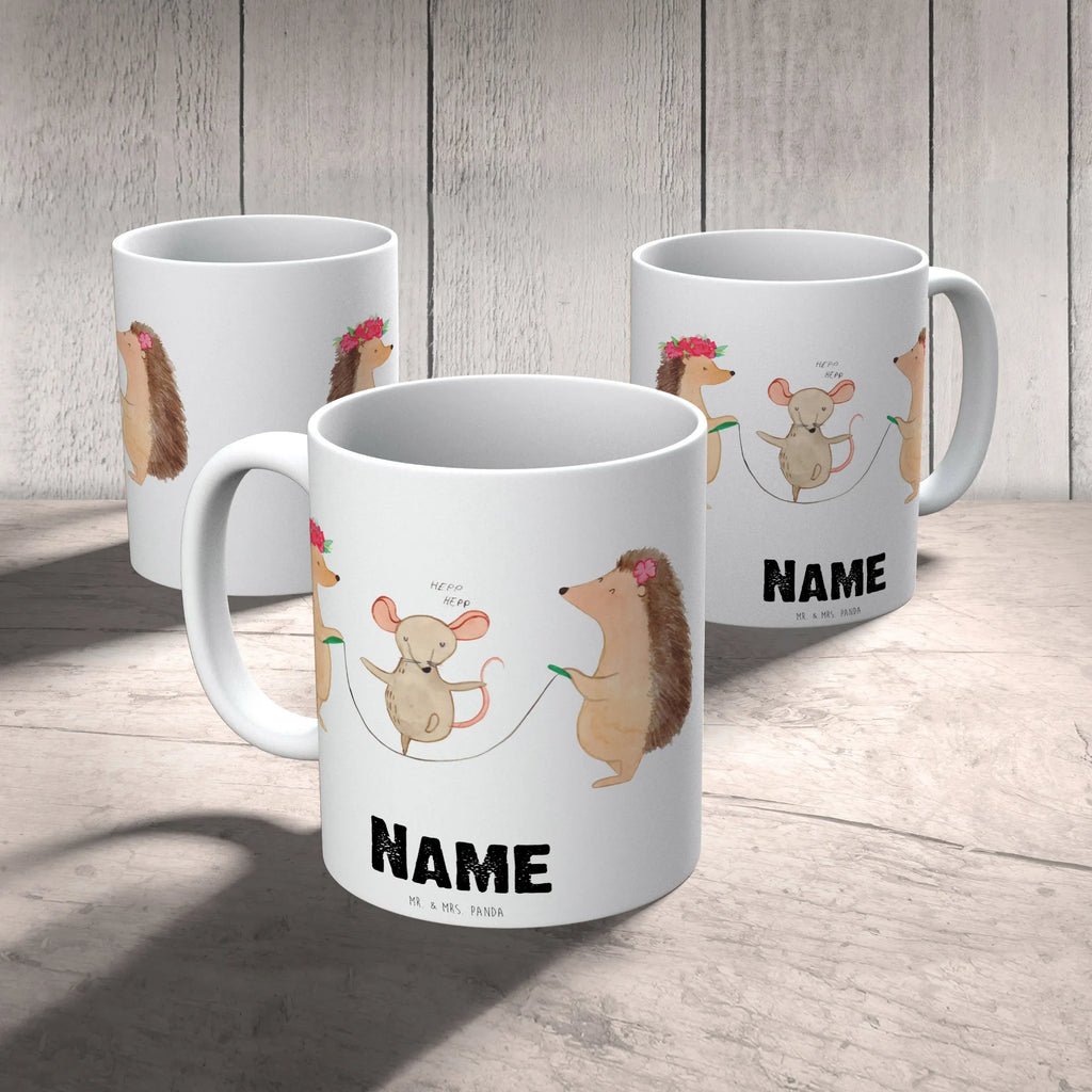 Personalisierte Tasse Igel Seilhüpfen Wunschname, Tasse mit Namen, Tasse, Personalisiert, Drucken, Namen, Namenstasse, Personalisierte Tasse, Tiermotive, Gute Laune, lustige Sprüche, Tiere, Seilspringen, Kinder, Kindergarten, Seilhüpfen, Maus, Igel