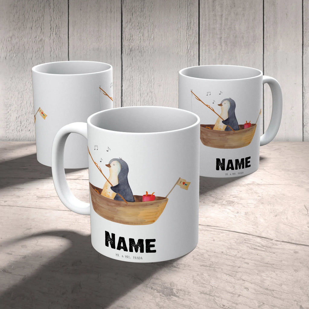 Personalisierte Tasse Pinguin Angelboot Namen, Wunschname, Tasse, Tasse mit Namen, Personalisiert, Personalisierte Tasse, Drucken, Namenstasse, Pinguin, Boot, Neustart, Pinguine, Neuanfang, Angelboot, Scheidung, Motivation, Trennung, Leben, Lebenslust, genießen, Geschenkidee Liebeskummer, Angeln