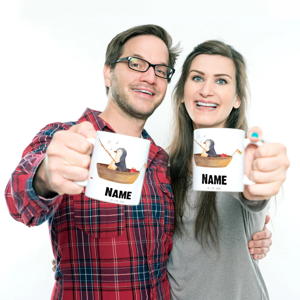 Personalisierte Tasse Pinguin Angelboot Namen, Wunschname, Tasse, Tasse mit Namen, Personalisiert, Personalisierte Tasse, Drucken, Namenstasse, Pinguin, Boot, Neustart, Pinguine, Neuanfang, Angelboot, Scheidung, Motivation, Trennung, Leben, Lebenslust, genießen, Geschenkidee Liebeskummer, Angeln