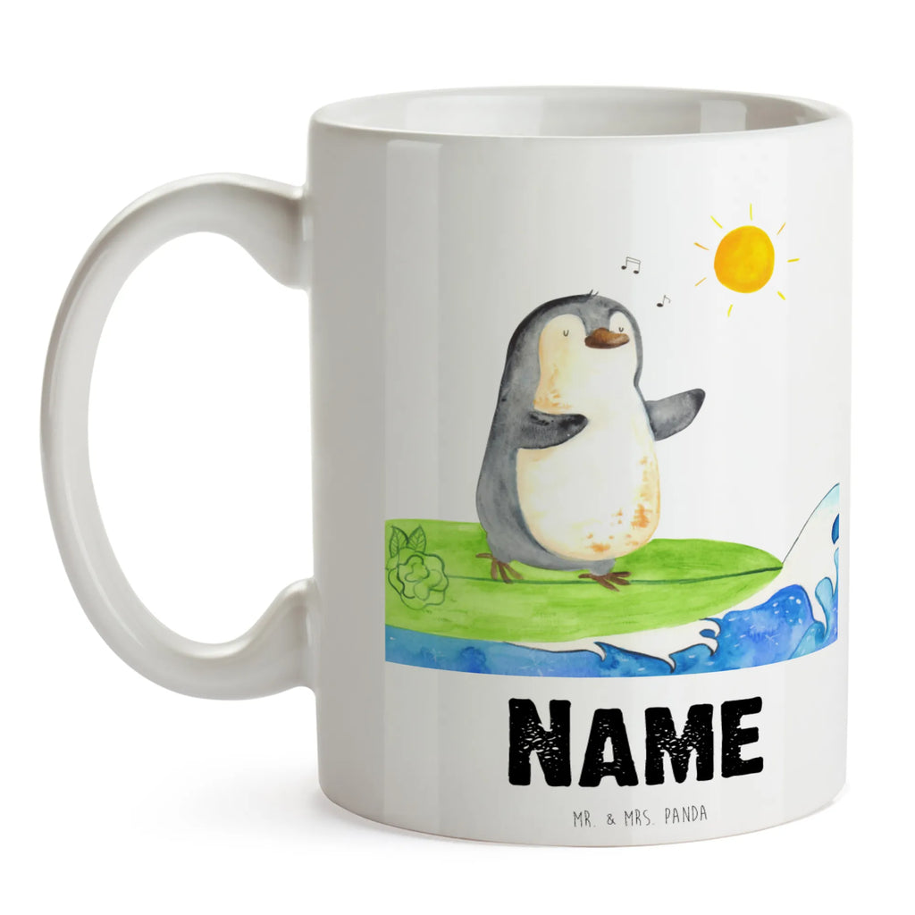 Personalised cup Penguin surfer Penguin, North Pole, Winter, Penguins, Hawaii, holidays, surfers, waves, surfing, penguins, wave riding, Portugal