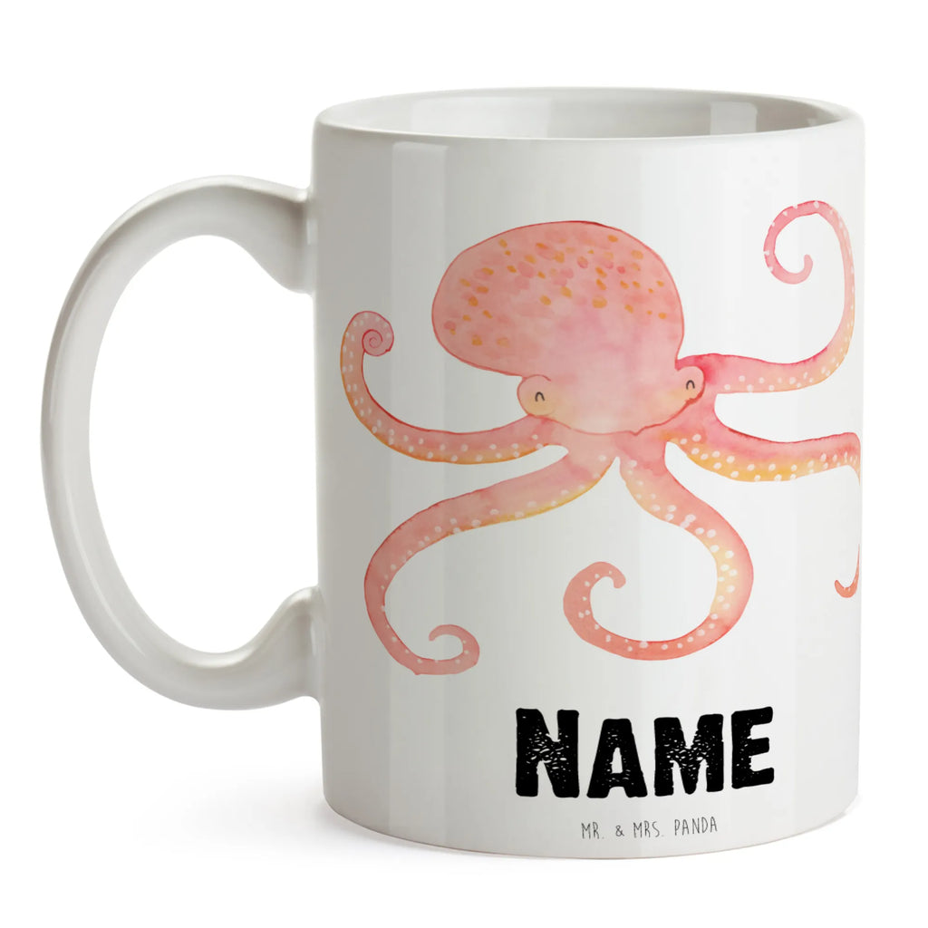 Personalised cup Squid small animals, cute, funny, cute animal motives, hand drawn, small world, funny sayings, good mood, happy, gifts, gift ideas, special gifts, animal lover, card, ocean, sea, squid, sea animal, arms, water, octopus