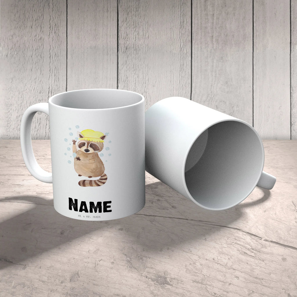 Personalisierte Tasse Waschbär Tasse mit Namen, Tasse, Namen, Personalisierte Tasse, Wunschname, Personalisiert, Namenstasse, Drucken, Tiermotive, Gute Laune, lustige Sprüche, Tiere, Fröhlich, Waschbär, Seifenblasen, Plan, Tagträumen, waschen
