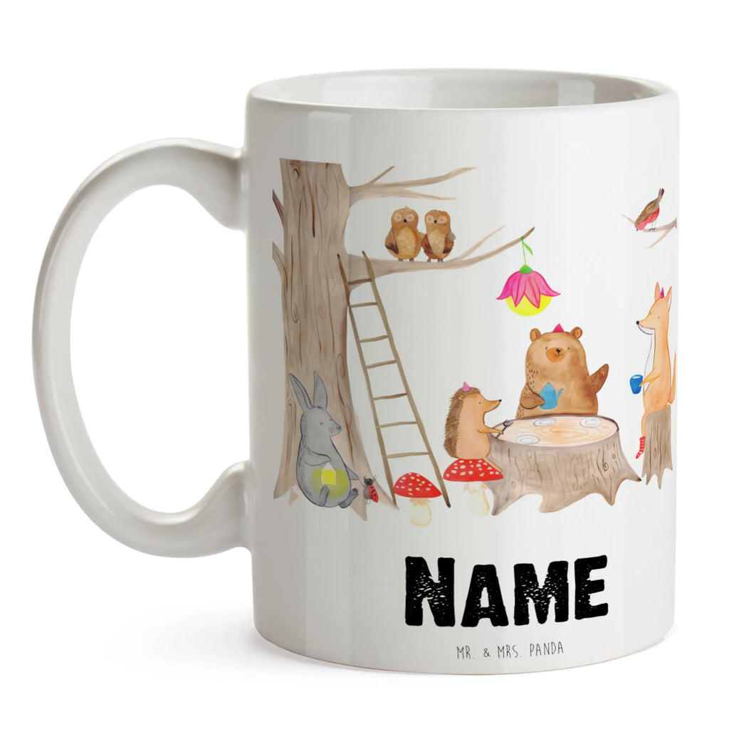 Personalisierte Tasse Waldtiere Picknick Namenstasse, Personalisiert, Wunschname, Tasse, Tasse mit Namen, Personalisierte Tasse, Namen, Drucken, Tiermotive, Gute Laune, lustige Sprüche, Tiere, Picknick, Fuchs, Wald, Hase, Eichhörnchen, Waldtiere, Igel, Maus