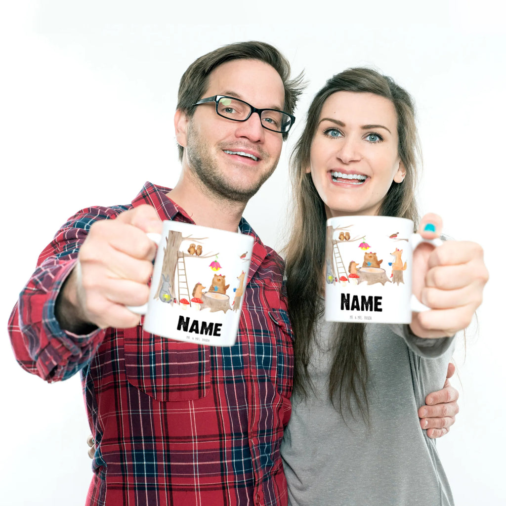 Personalisierte Tasse Waldtiere Picknick Namenstasse, Personalisiert, Wunschname, Tasse, Tasse mit Namen, Personalisierte Tasse, Namen, Drucken, Tiermotive, Gute Laune, lustige Sprüche, Tiere, Picknick, Fuchs, Wald, Hase, Eichhörnchen, Waldtiere, Igel, Maus