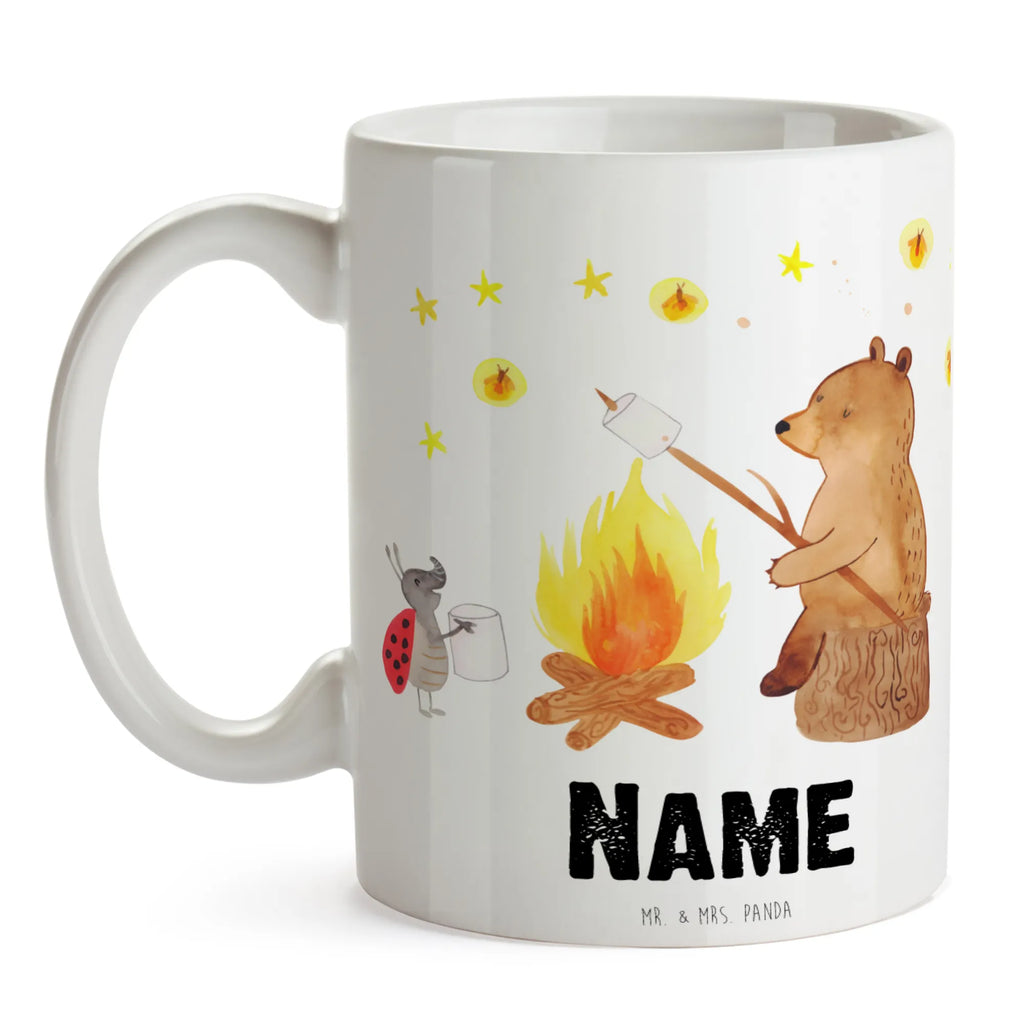 Personalisierte Tasse Bär & Marienkäfer Lagerfeuer Wunschname, Tasse, Namenstasse, Personalisierte Tasse, Personalisiert, Drucken, Namen, Tasse mit Namen, Bär, Teddy, Teddybär, Lagerfeuer