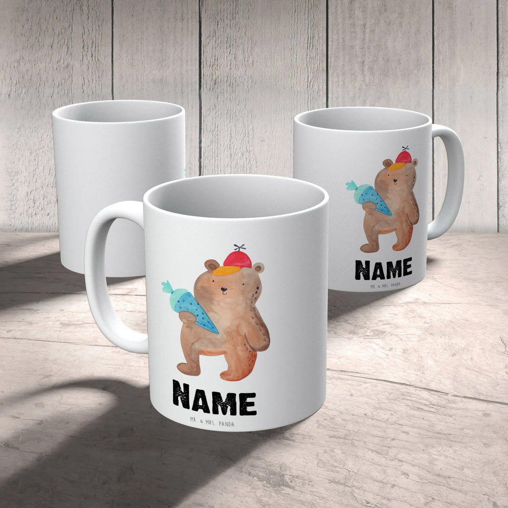 Personalisierte Tasse Bär mit Schultüte Namenstasse, Namen, Wunschname, Tasse mit Namen, Personalisiert, Tasse, Drucken, Personalisierte Tasse, Bär, Teddy, Teddybär, Schultüte, Erster Schultag Geschenk, Schulanfang, Grundschule, Einschulung Geschenk, Schule Geschenk, Schulbeginn, Bär Motiv