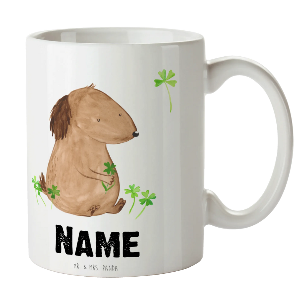 Personalisierte Tasse Hund Kleeblatt Tasse mit Namen, Drucken, Personalisiert, Tasse, Wunschname, Namenstasse, Namen, Personalisierte Tasse, Hund, Hundemotiv, Haustier, Hunderasse, Tierliebhaber, Hundebesitzer, Sprüche, Achtsamkeit, Tagträume, Glücksbringer, Selbstliebe, Neuanfang, Motivation, Glück, Kleeblatt, Geschenk