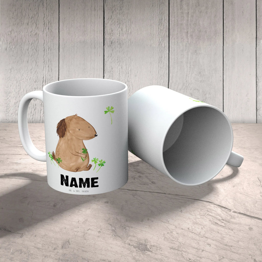 Personalisierte Tasse Hund Kleeblatt Tasse mit Namen, Drucken, Personalisiert, Tasse, Wunschname, Namenstasse, Namen, Personalisierte Tasse, Hund, Hundemotiv, Haustier, Hunderasse, Tierliebhaber, Hundebesitzer, Sprüche, Achtsamkeit, Tagträume, Glücksbringer, Selbstliebe, Neuanfang, Motivation, Glück, Kleeblatt, Geschenk