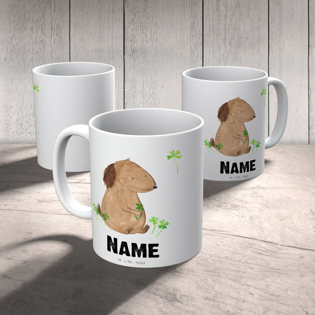 Personalisierte Tasse Hund Kleeblatt Tasse mit Namen, Drucken, Personalisiert, Tasse, Wunschname, Namenstasse, Namen, Personalisierte Tasse, Hund, Hundemotiv, Haustier, Hunderasse, Tierliebhaber, Hundebesitzer, Sprüche, Achtsamkeit, Tagträume, Glücksbringer, Selbstliebe, Neuanfang, Motivation, Glück, Kleeblatt, Geschenk