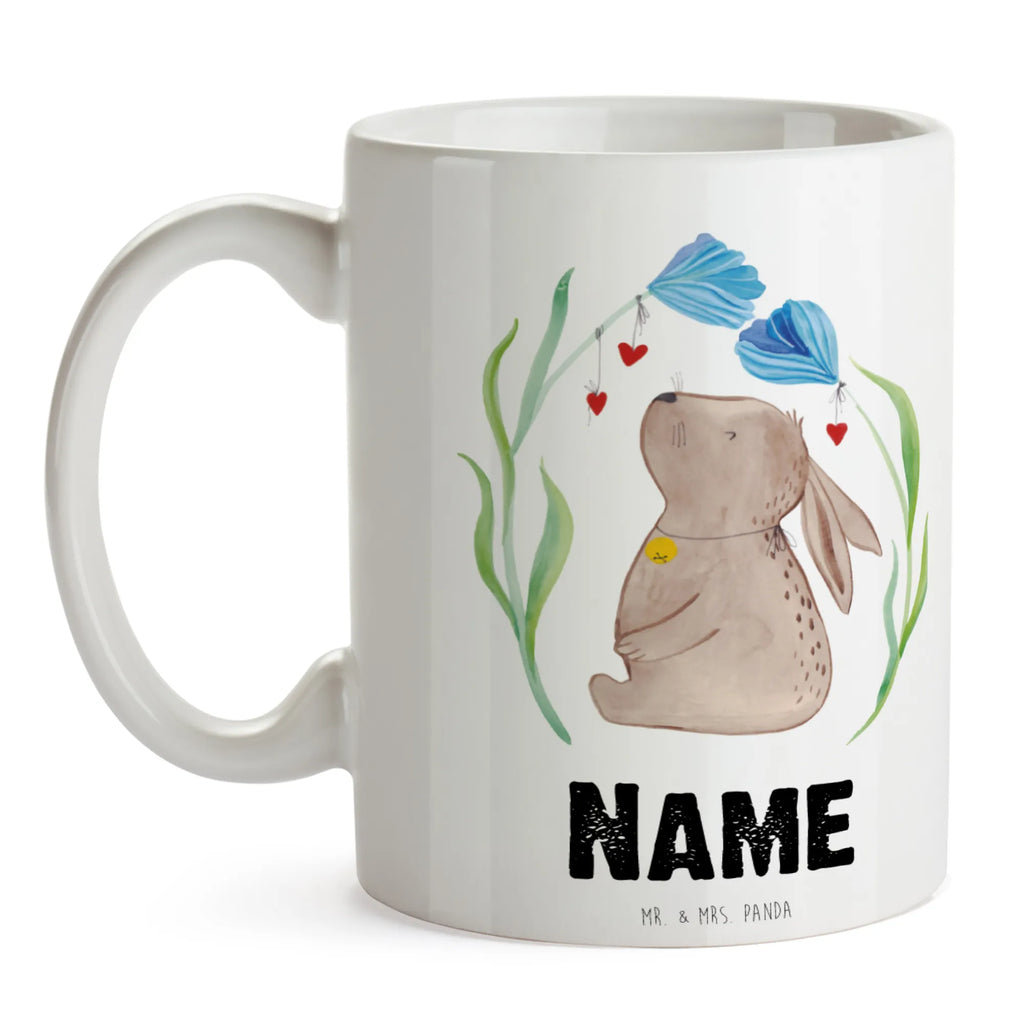 Personalised cup Hare flower Easter, Easter bunny, baptism, child, birth, birthday, Bunny, christening gift, pregnancy, first child, hope, rabbit, dreams, child's birthday