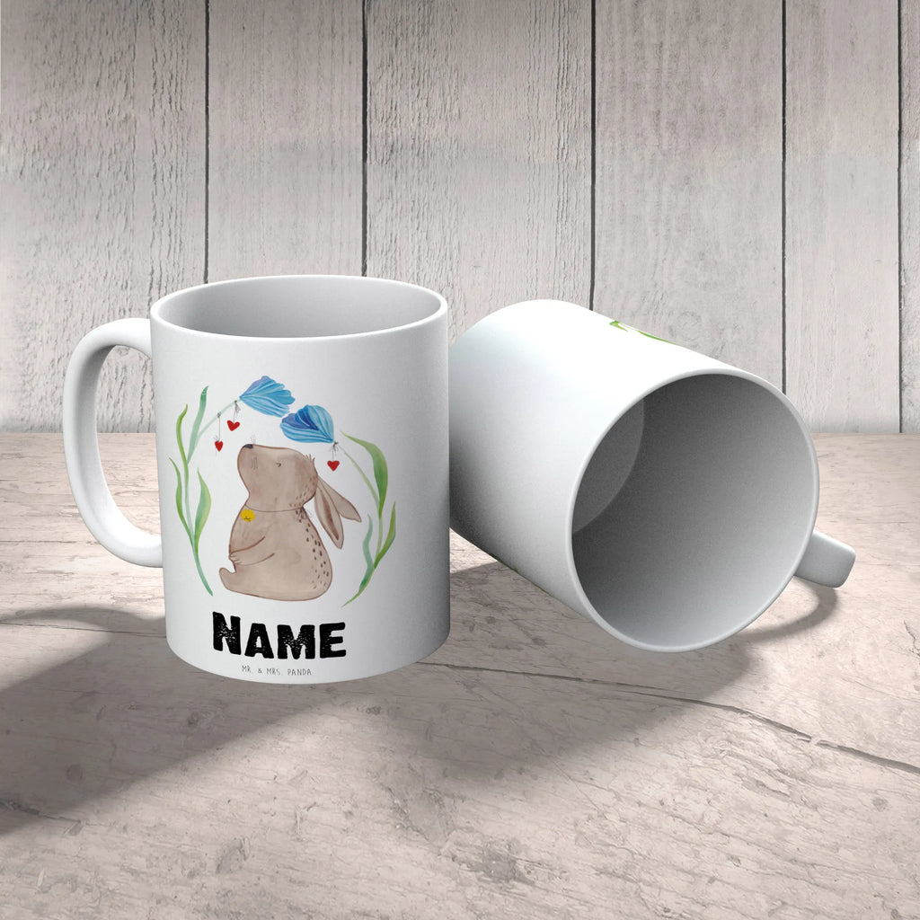 Personalised cup Hare flower Easter, Easter bunny, baptism, child, birth, birthday, Bunny, christening gift, pregnancy, first child, hope, rabbit, dreams, child's birthday