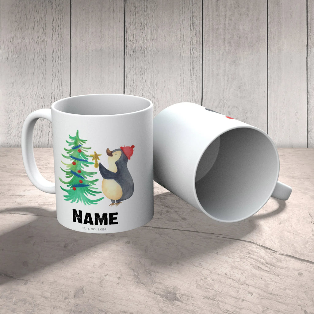 Personalisierte Tasse Pinguin Weihnachtsbaum Drucken, Personalisiert, Namen, Personalisierte Tasse, Tasse mit Namen, Namenstasse, Tasse, Wunschname, Winter, Weihnachten, Weihnachtsdeko, Nikolaus, Advent, Heiligabend, Wintermotiv, Pinguin