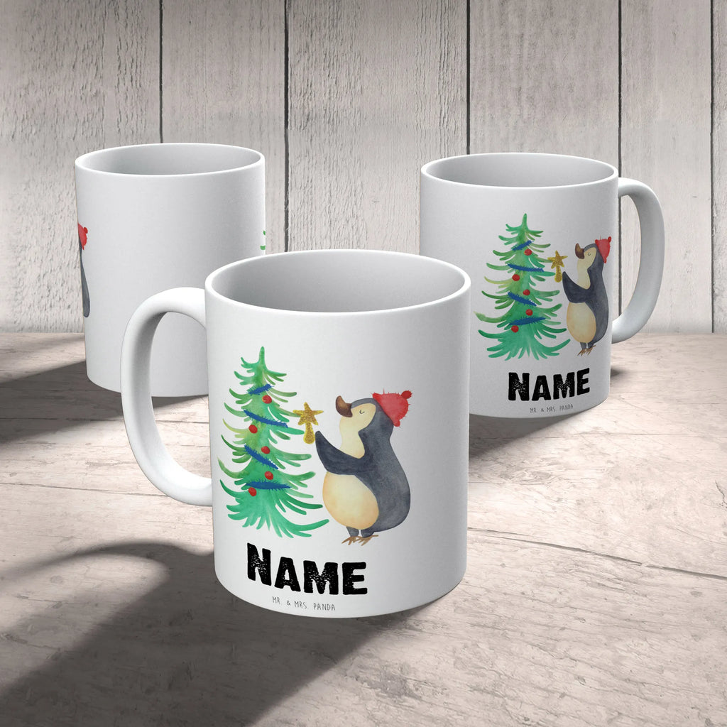 Personalisierte Tasse Pinguin Weihnachtsbaum Drucken, Personalisiert, Namen, Personalisierte Tasse, Tasse mit Namen, Namenstasse, Tasse, Wunschname, Winter, Weihnachten, Weihnachtsdeko, Nikolaus, Advent, Heiligabend, Wintermotiv, Pinguin