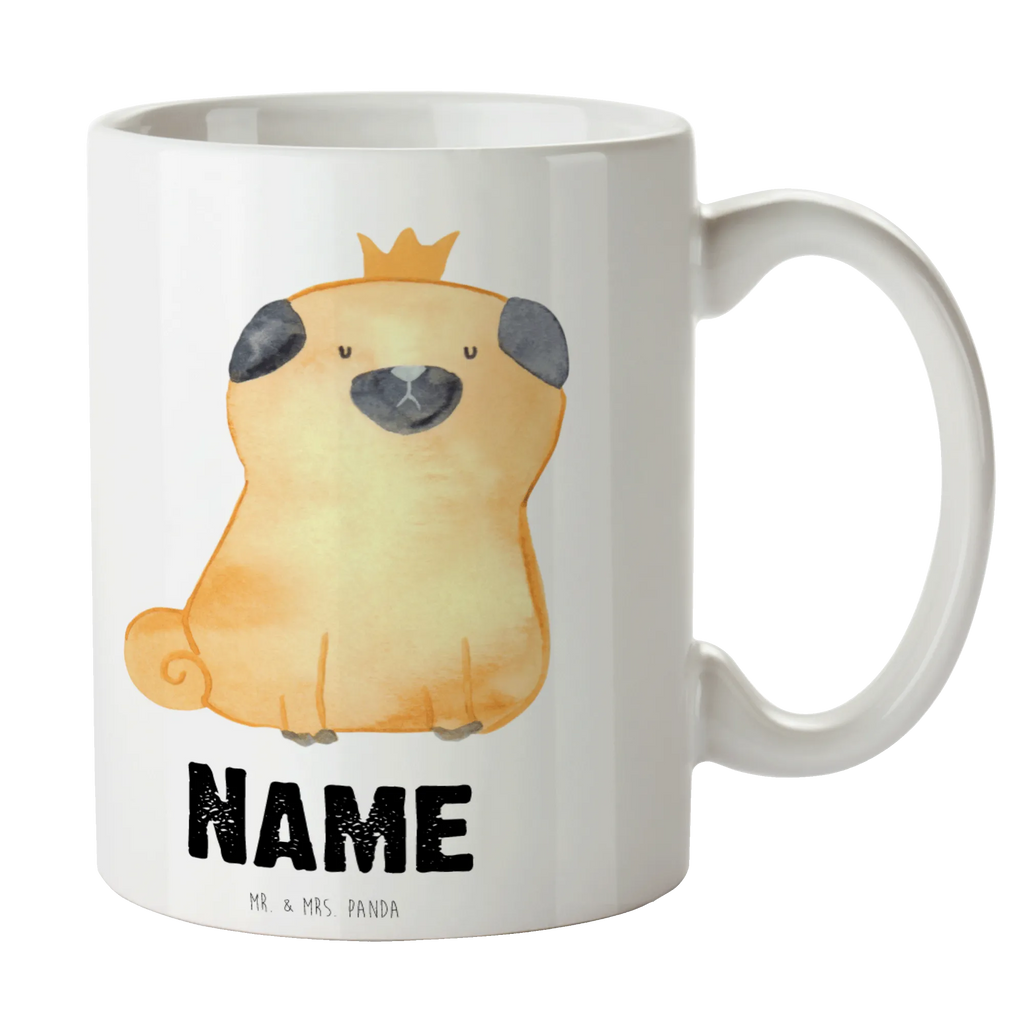 Personalisierte Tasse Mops Krone Drucken, Namenstasse, Wunschname, Tasse mit Namen, Tasse, Personalisiert, Namen, Personalisierte Tasse, Sprüche, Hund, Hunderasse, Hundebesitzer, Hundemotiv, Haustier, Tierliebhaber, Hundebesitzer. Spruch, Allergisch, Kinderlos, Lustig, Mops, Hausregel