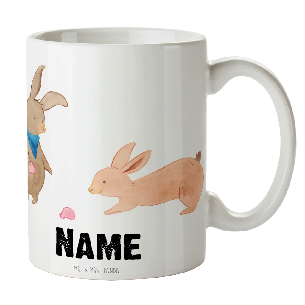 Personalised cup Bunnies with seashell Family, Father's Day, Mother's Day, brother, sister, Mom, Dad, collecting shells, shells, best friend, girlfriend, best friends, sea, girlfriends, rabbits, BFF