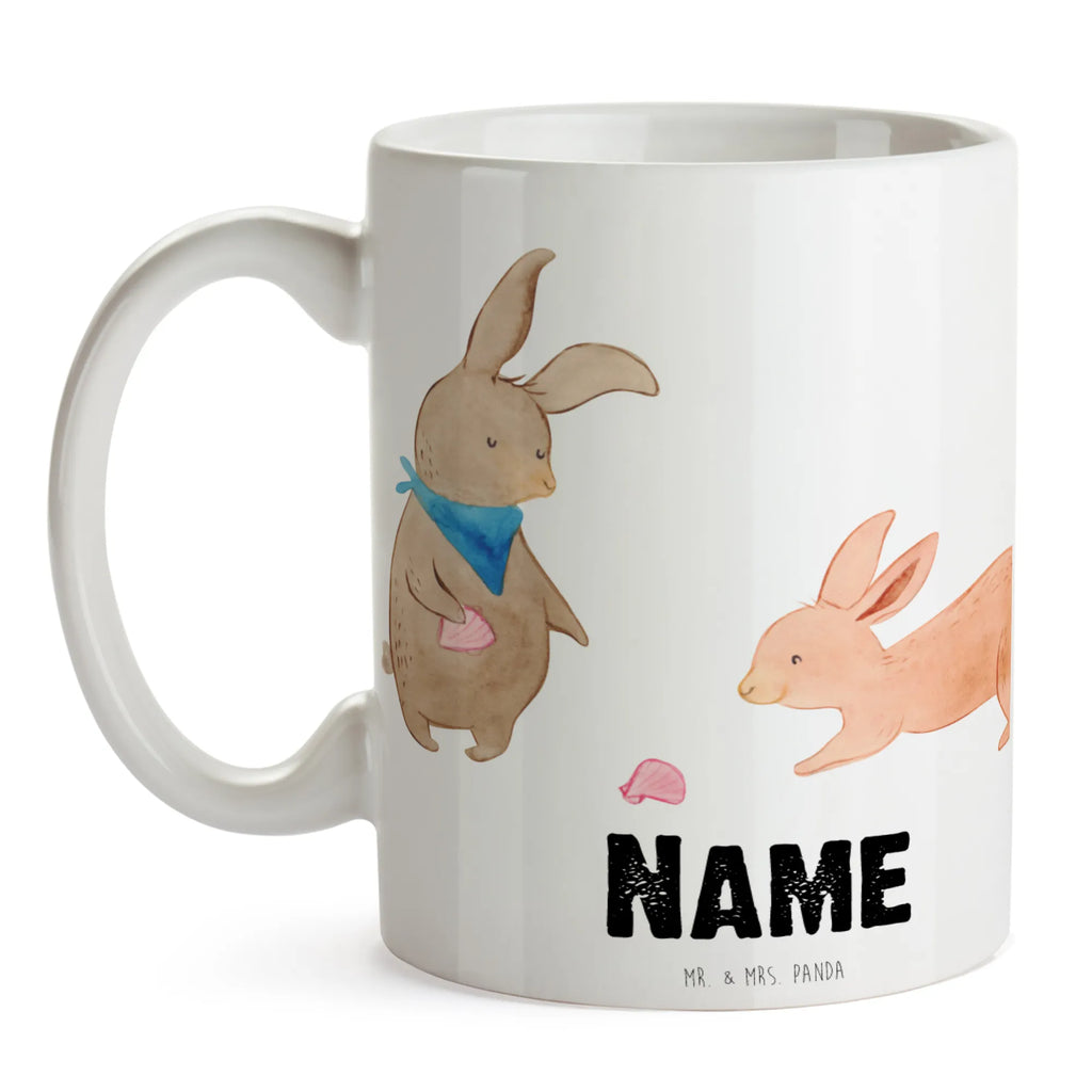 Personalised cup Bunnies with seashell Family, Father's Day, Mother's Day, brother, sister, Mom, Dad, collecting shells, shells, best friend, girlfriend, best friends, sea, girlfriends, rabbits, BFF