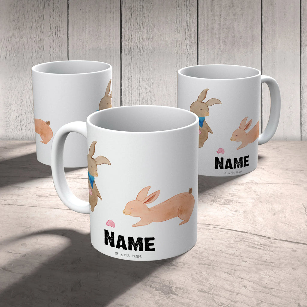 Personalised cup Bunnies with seashell Family, Father's Day, Mother's Day, brother, sister, Mom, Dad, collecting shells, shells, best friend, girlfriend, best friends, sea, girlfriends, rabbits, BFF