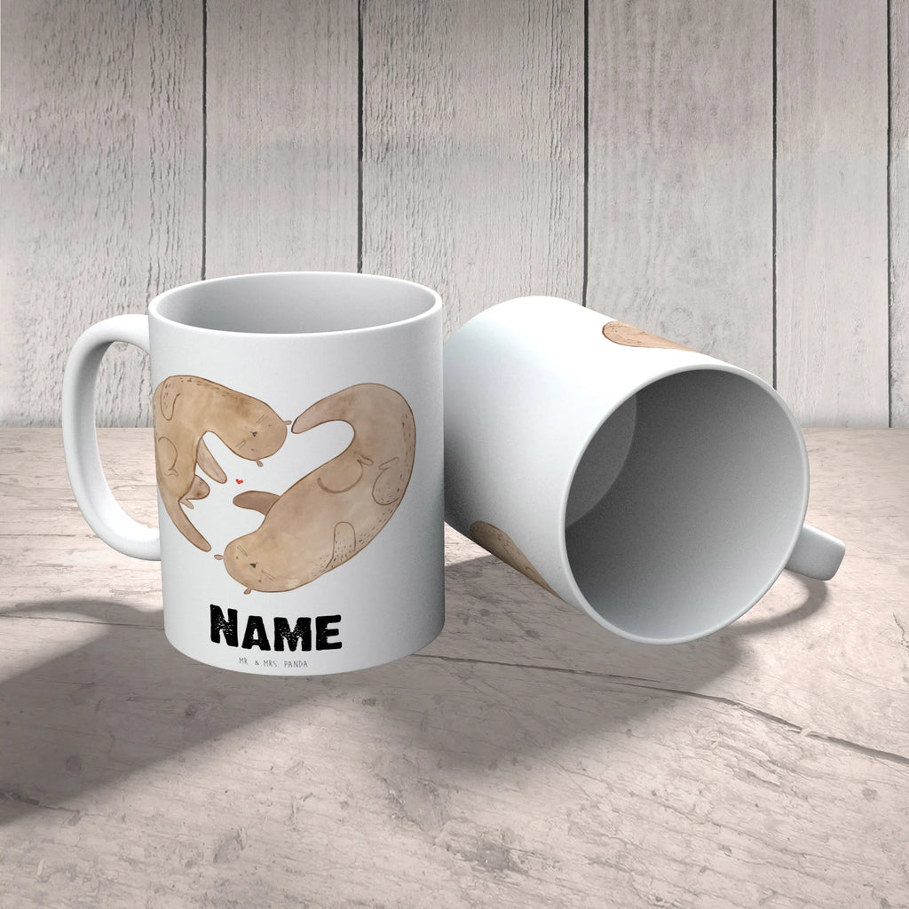 Personalisierte Tasse Otter Herz Tasse mit Namen, Tasse, Drucken, Wunschname, Personalisierte Tasse, Namenstasse, Namen, Personalisiert, Otter, Fischotter, Seeotter, gemeinsames Leben, Bessere Hälfte, Liebe, Love you, Jahrestag, Verlobung, Liebesbeweis, Herz, Hochzeitstag, Liebesgeschenk