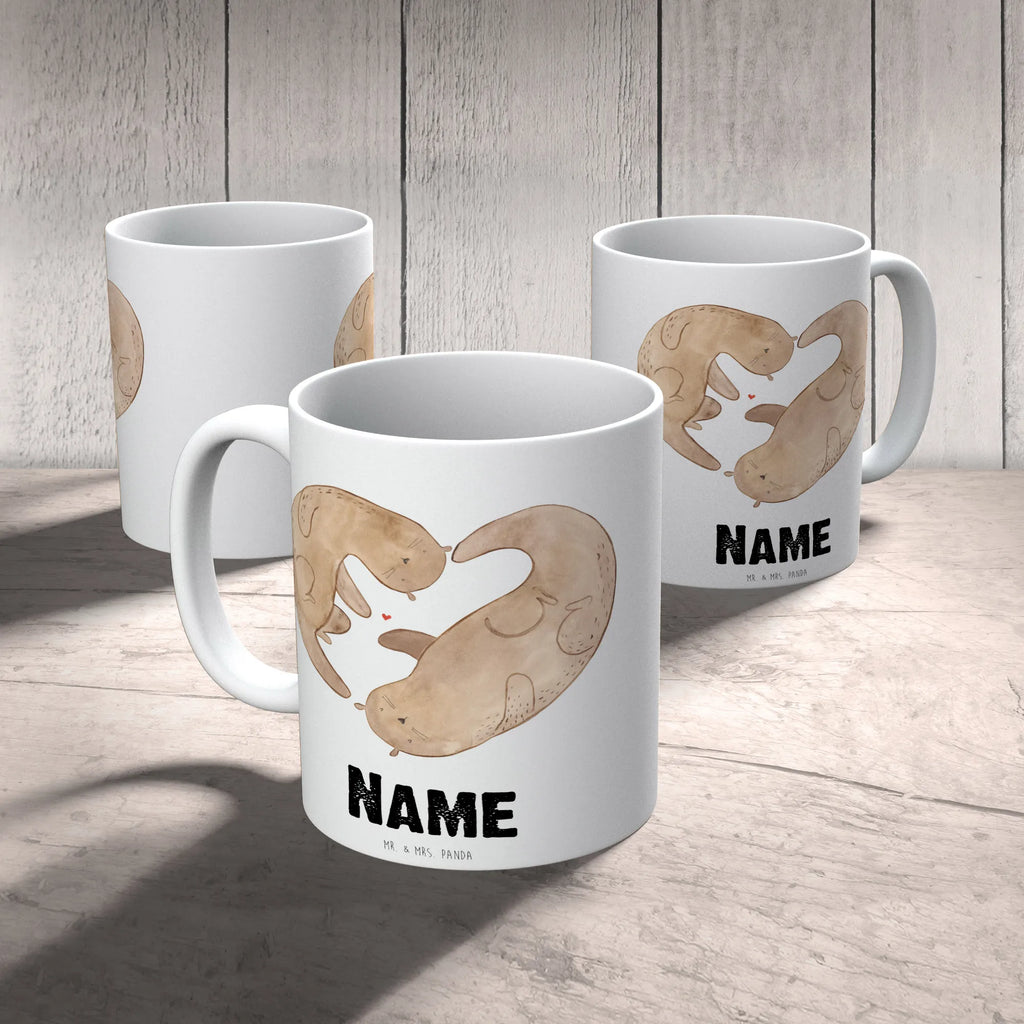 Personalisierte Tasse Otter Herz Tasse mit Namen, Tasse, Drucken, Wunschname, Personalisierte Tasse, Namenstasse, Namen, Personalisiert, Otter, Fischotter, Seeotter, gemeinsames Leben, Bessere Hälfte, Liebe, Love you, Jahrestag, Verlobung, Liebesbeweis, Herz, Hochzeitstag, Liebesgeschenk