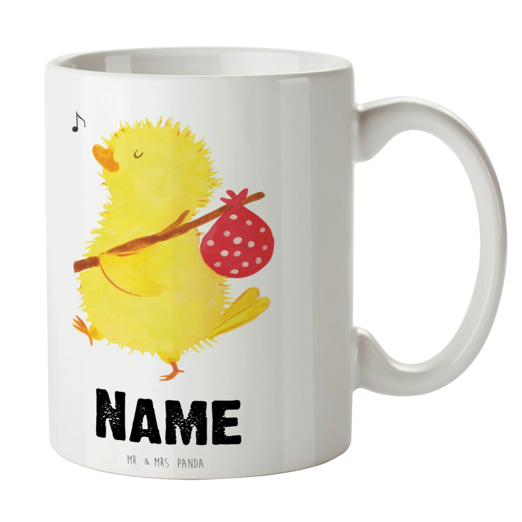 Personalised cup chick wander Easter, Easter bunny, greetings, miracles, egg, chick, joy, happy Easter, Easter greetings, backpacker, travelling, Easter egg, spring fever, nonsense, time, time management, love, Easter eggs, globetrotters