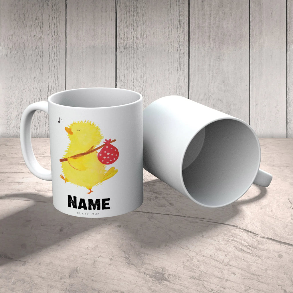 Personalised cup chick wander Easter, Easter bunny, greetings, miracles, egg, chick, joy, happy Easter, Easter greetings, backpacker, travelling, Easter egg, spring fever, nonsense, time, time management, love, Easter eggs, globetrotters