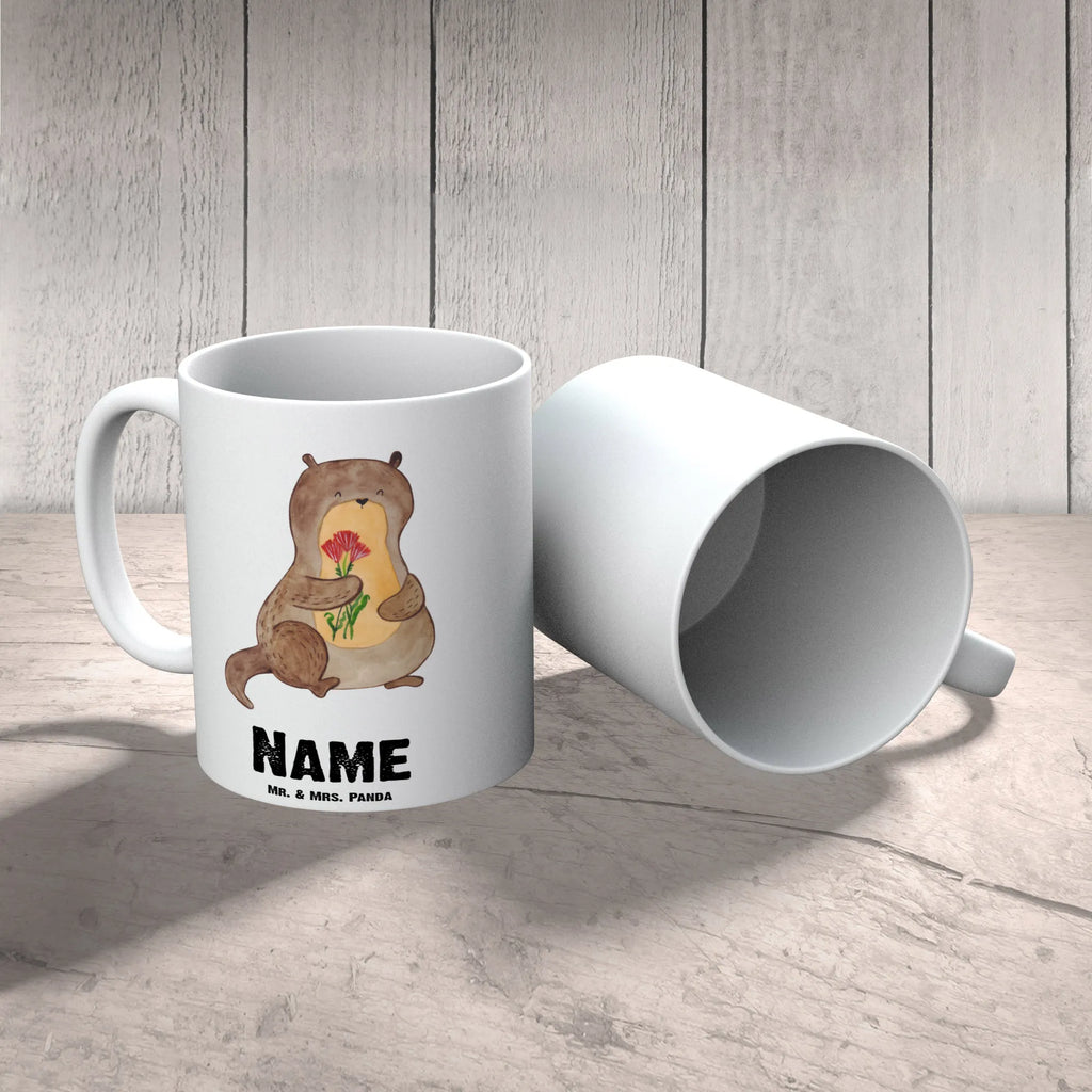 Personalised cup otter Bunch of flowers otter, marten, sea otter, European otter, water mammal, aquatic animal, baby otter, predator, water, otter gifts, animal lover, gift ideas for animal lovers, animal, mammal, water animal, gifts for people in love, Otter Sea Otter Lake Otter