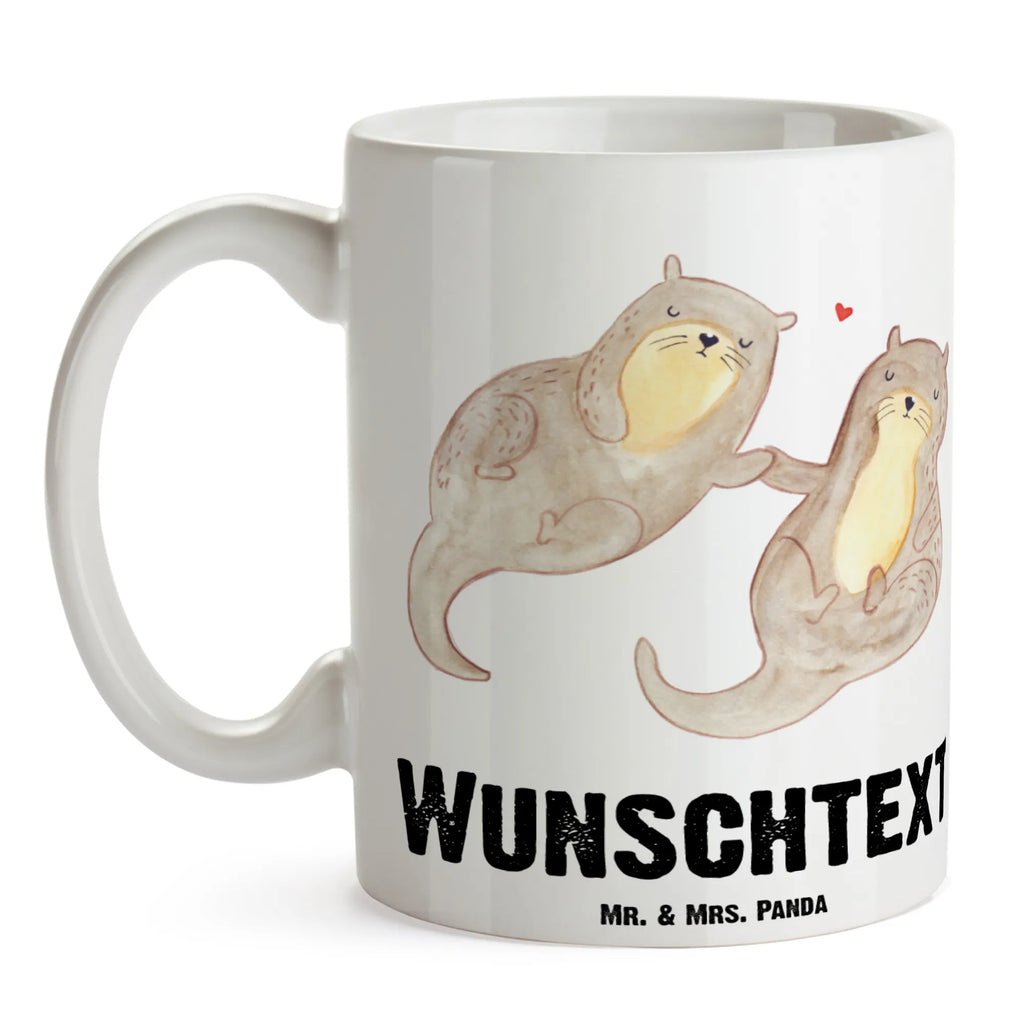 Personalisierte Tasse Otter händchenhaltend Namen, Tasse mit Namen, Namenstasse, Wunschname, Tasse, Drucken, Personalisiert, Personalisierte Tasse, Otter, Fischotter, Seeotter, Otter Seeotter See Otter