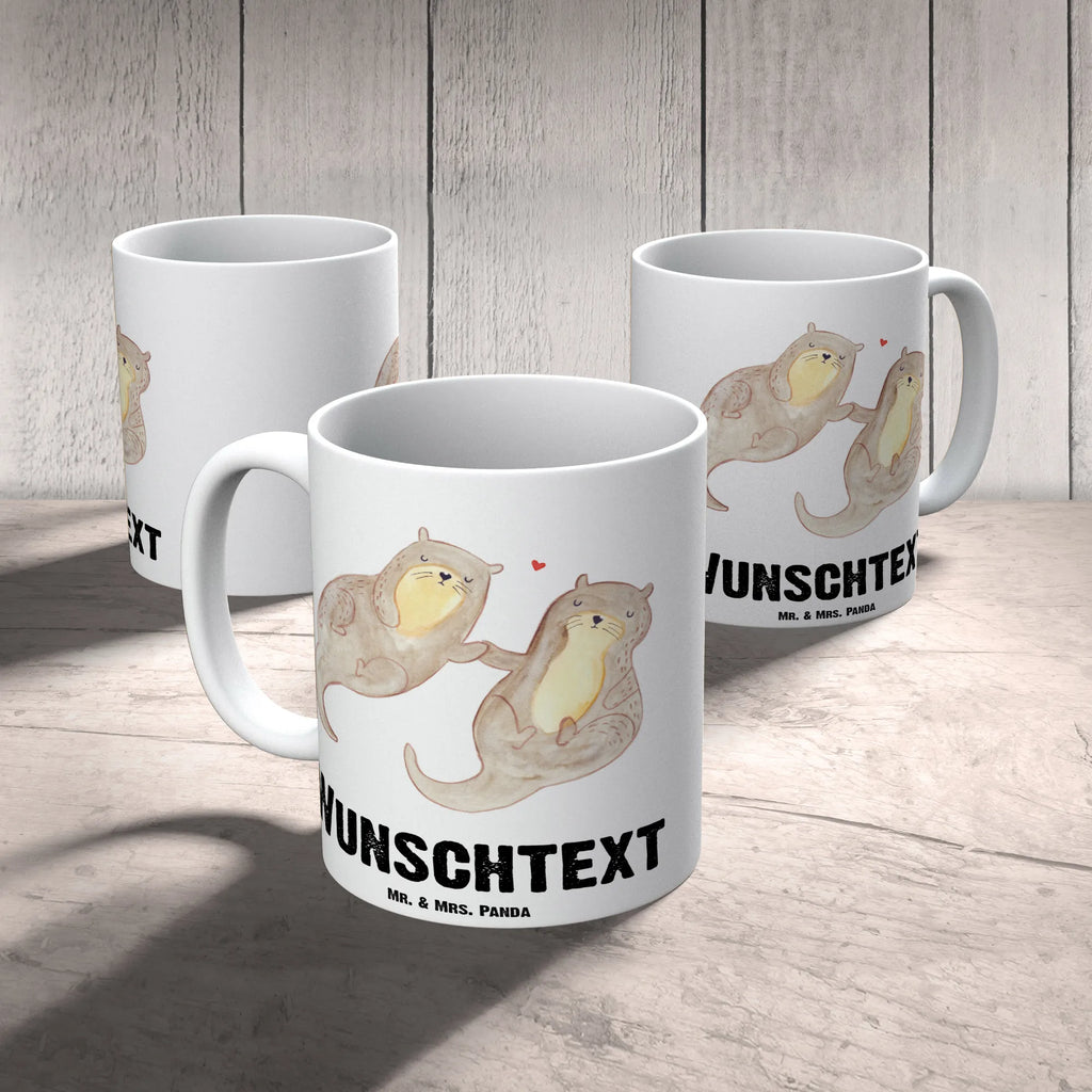 Personalisierte Tasse Otter händchenhaltend Namen, Tasse mit Namen, Namenstasse, Wunschname, Tasse, Drucken, Personalisiert, Personalisierte Tasse, Otter, Fischotter, Seeotter, Otter Seeotter See Otter