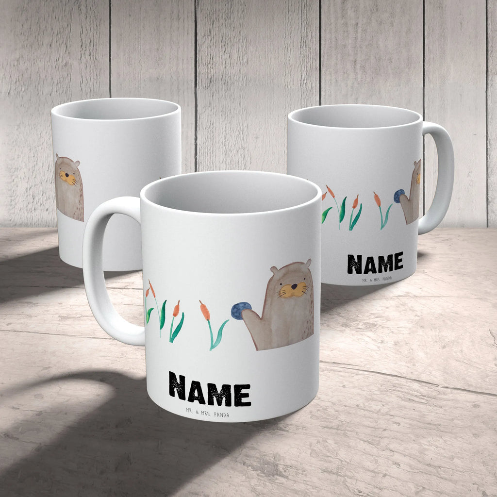 Personalisierte Tasse Otter mit Stein Personalisierte Tasse, Personalisiert, Namen, Tasse mit Namen, Drucken, Wunschname, Tasse, Namenstasse, Otter, Fischotter, Seeotter, Otter Seeotter See Otter