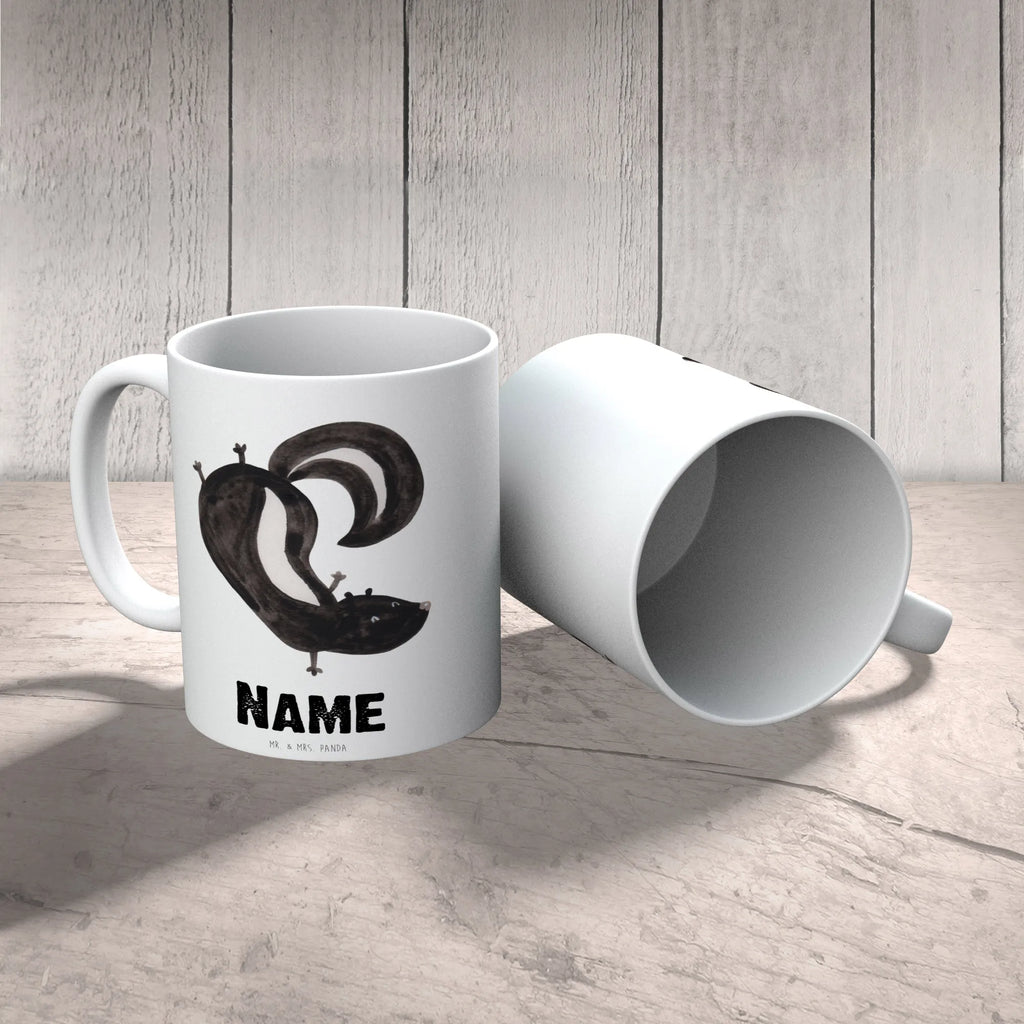 Personalised cup skunk handstand Skunk, stink, child, predator, skunk, playful, wild animal, playground