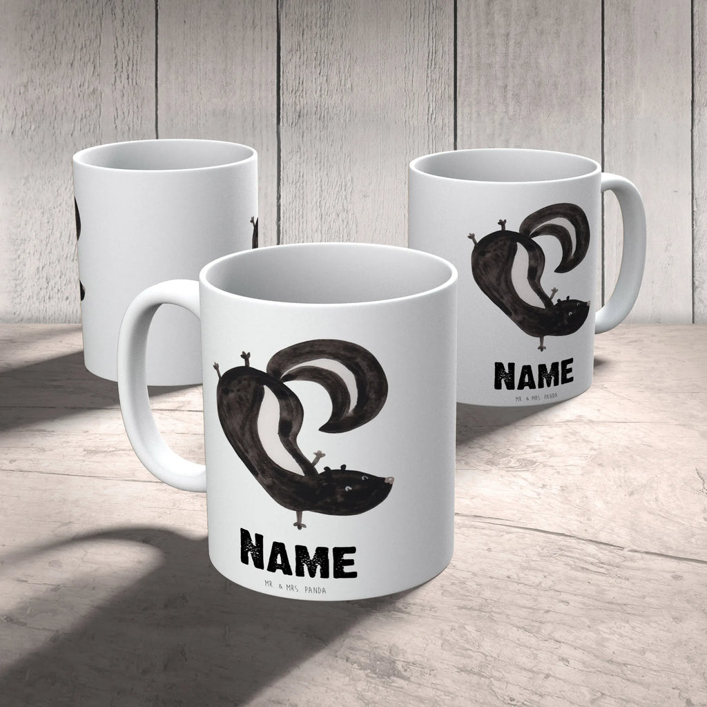 Personalised cup skunk handstand Skunk, stink, child, predator, skunk, playful, wild animal, playground