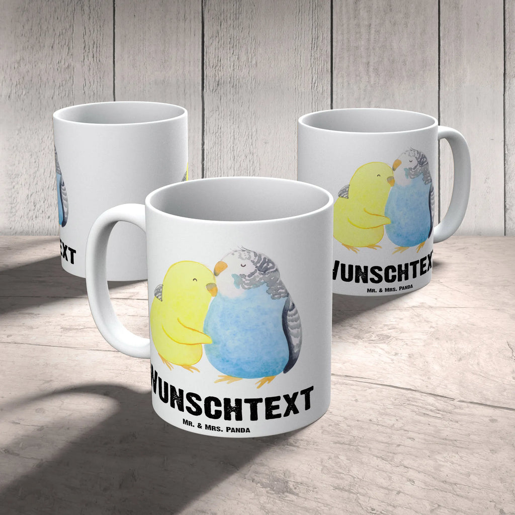 Personalised cup Parakeets in love Love, Loving, Two, Together, Marriage, Engagement, Proposal of marriage, Love gift, gift for her, gift for him, anniversary gift, cuddling, closeness, birds, budgie, trust, love