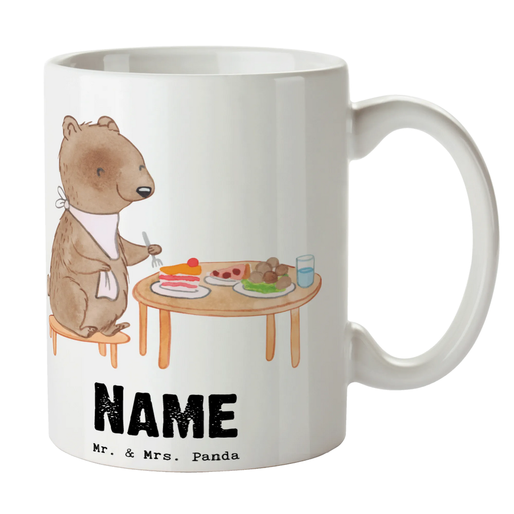 Personalisierte Tasse Bär Essen gehen Drucken, Namenstasse, Personalisierte Tasse, Namen, Wunschname, Tasse, Tasse mit Namen, Personalisiert, Geschenk, Schenken, Sport, Sportart, Hobby, Danke, Dankeschön, Auszeichnung, Gewinn, Sportler, Restaurantbesuch, Restaurant, Essen gehen, Essen